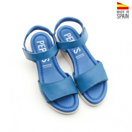 sandalias azules con doble velcro mujer