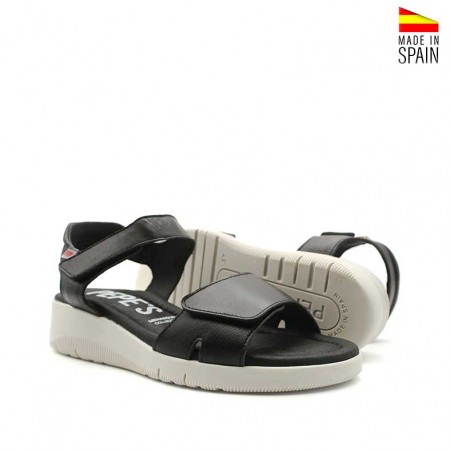 sandalias negras con doble velcro mujer