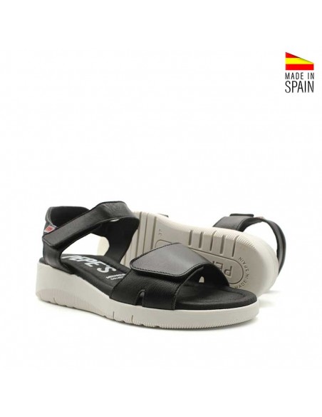 sandalias negras con doble velcro mujer