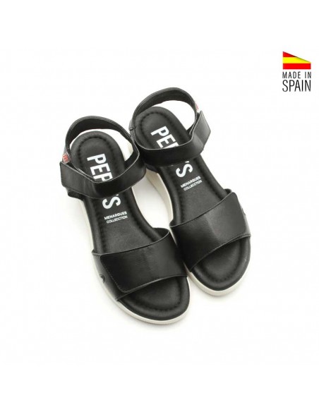 sandalias negras de cuña baja cómodas