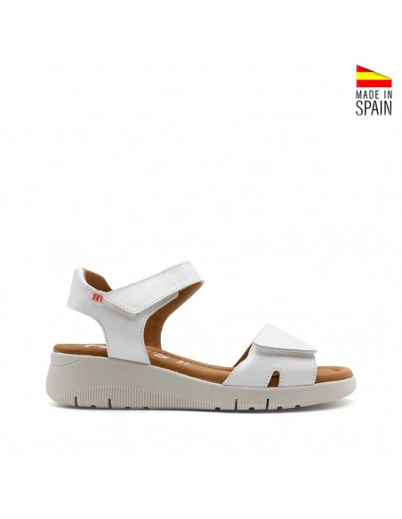 sandalias cuña blancas piel de cuña baja