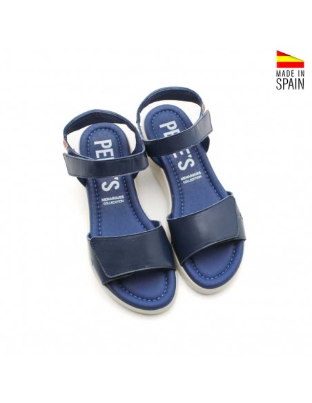 sandalias azul marino con cuña de goma