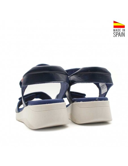 sandalias de cuña baja con doble velcro azul