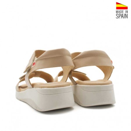 sandalias beige con doble velcro mujer