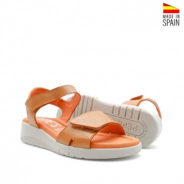 sandalias naranjas con velcro mujer