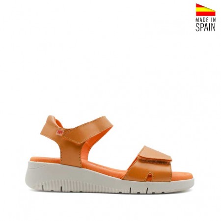 Sandalias naranjas de mujer con velcro y suela flexible