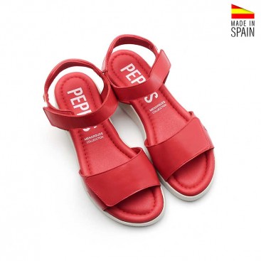 sandalias rojas cómodas con doble velcro