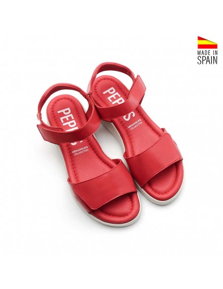 sandalias rojas cómodas con doble velcro