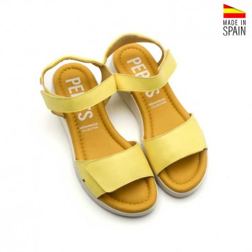 sandalias amarillas con doble velcro mujer