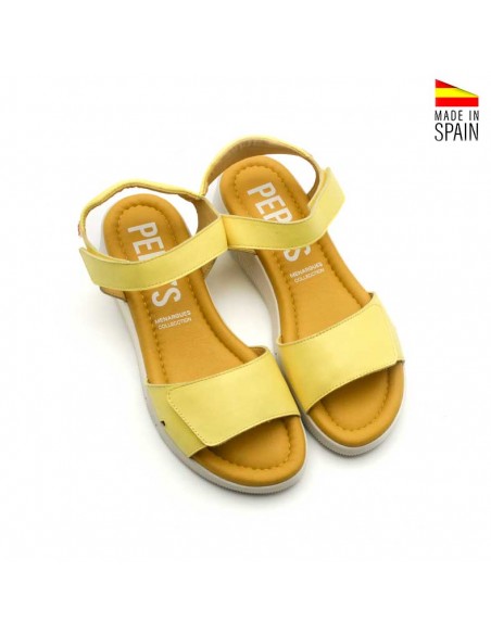 sandalias amarillas con doble velcro mujer