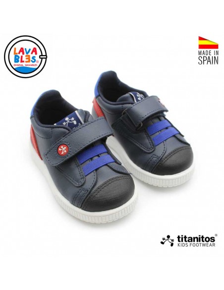zapatillas niño piel con velcro titanitos