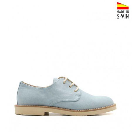 Zapatos comunión niño azul claro estilo blucher con cordones