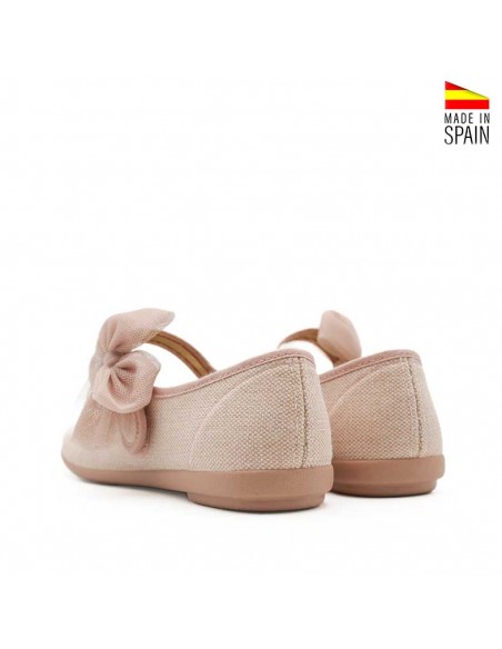 zapatos comunion rosa con lazo de tul