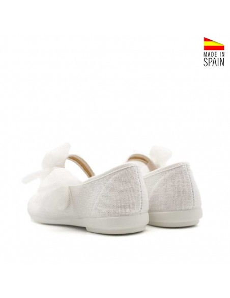 zapatos de comunion blancos con lazo de tul
