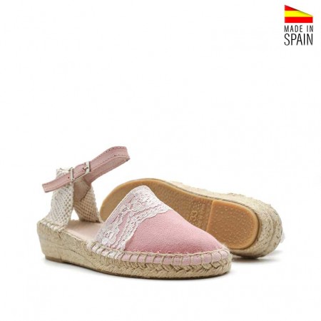 esparteñas rosas para niña con cuña de esparto