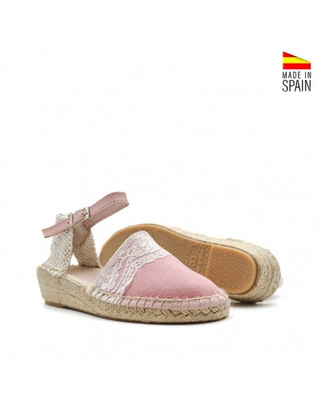esparteñas rosas para niña con cuña de esparto