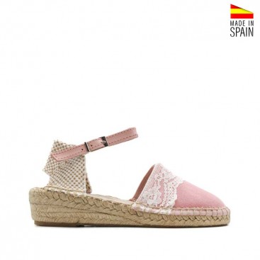 alpargatas niña rosa empolvado con puntilla