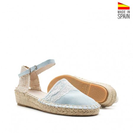 esparteñas azul claro para niña con cuña de esparto