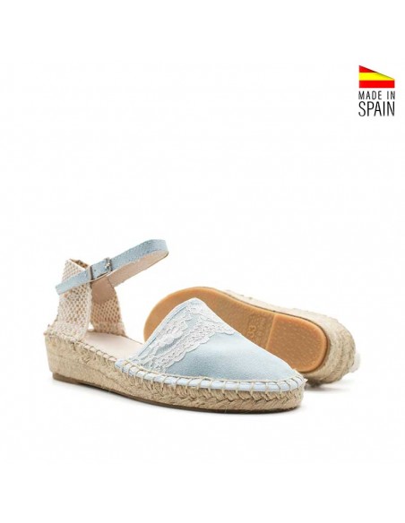 esparteñas azul claro para niña con cuña de esparto