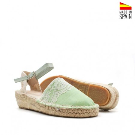 esparteñas verdes para niña con cuña de esparto