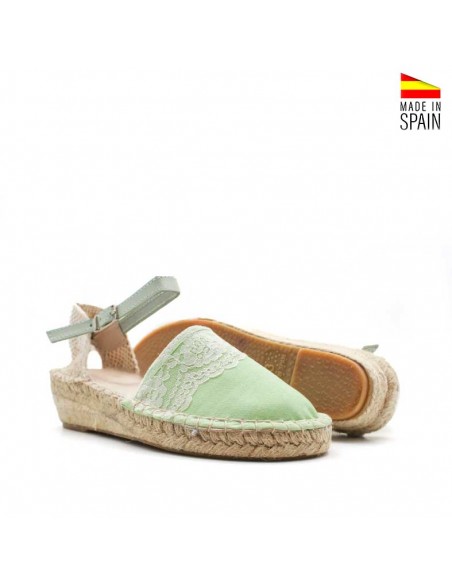 esparteñas verdes para niña con cuña de esparto