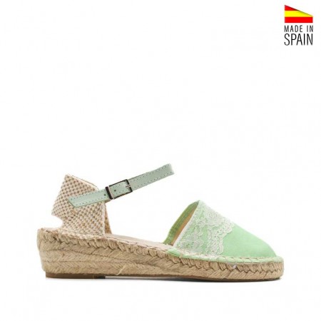 alpargatas comunión niña verde agua con puntilla