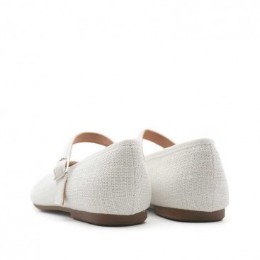 merceditas blancas de lino para niña