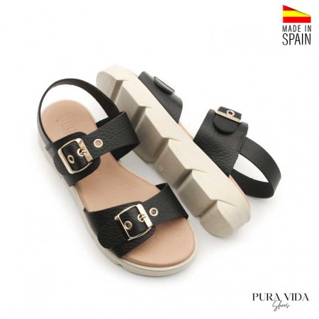 sandalias negras cómodas plataforma