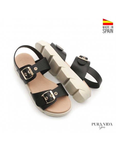 sandalias negras cómodas plataforma