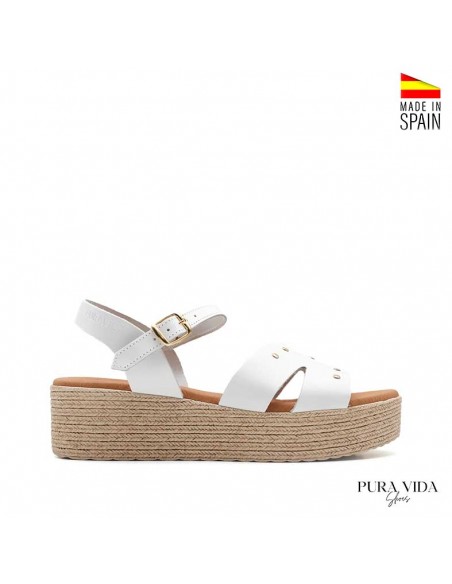 sandalias tachuelas plataforma blancas