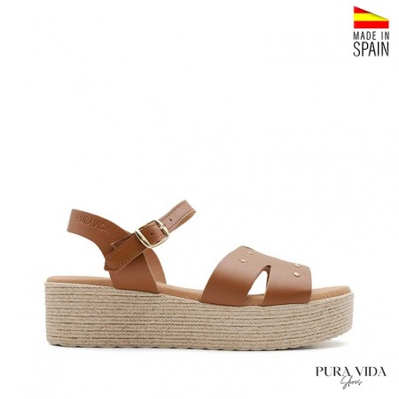 sandalias piel tachuelas camel