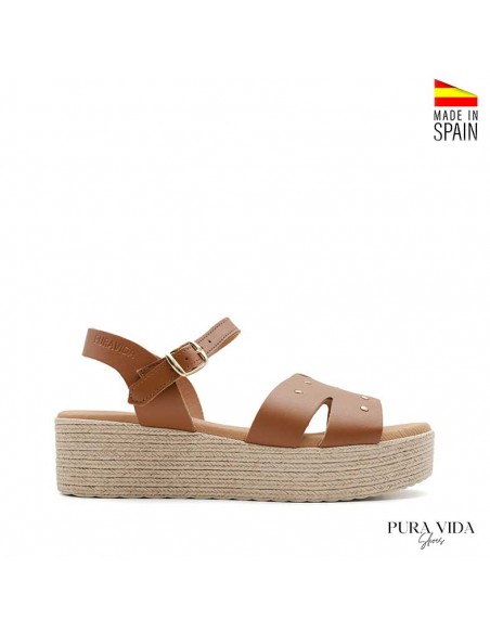 sandalias piel tachuelas camel