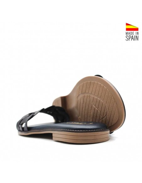 sandalias de piel azul marino mujer