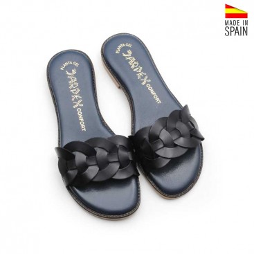 sandalias planas mujer azul marino