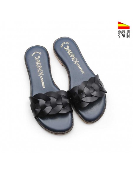 sandalias planas mujer azul marino