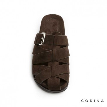 zuecos sandalia marrón mujer