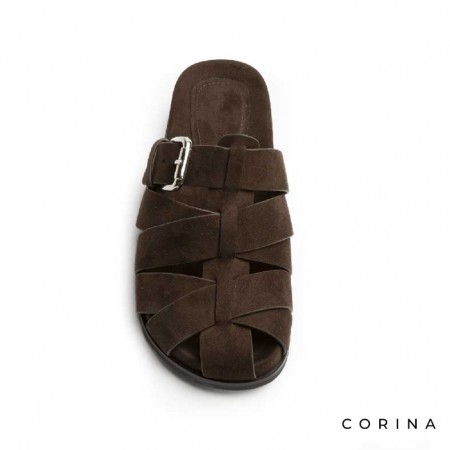 zuecos sandalia marrón mujer