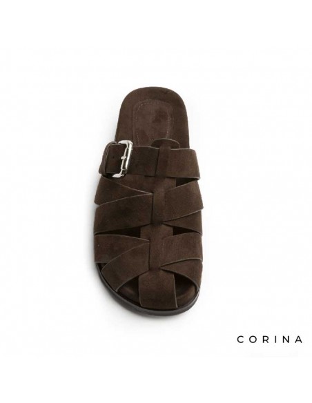 zuecos sandalia marrón mujer