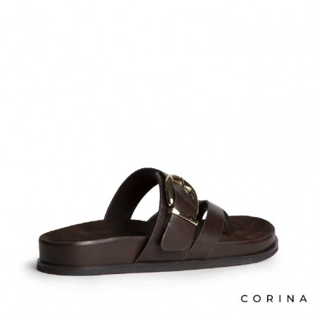 sandalias marrón con hebilla mujer