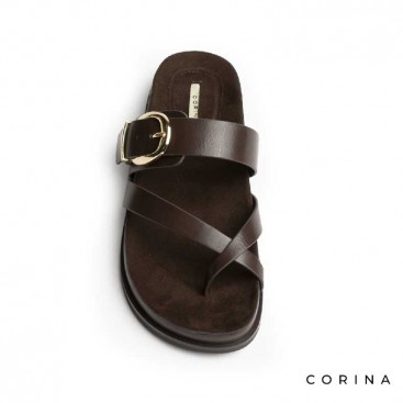 sandalias marrón tiras anchas mujer