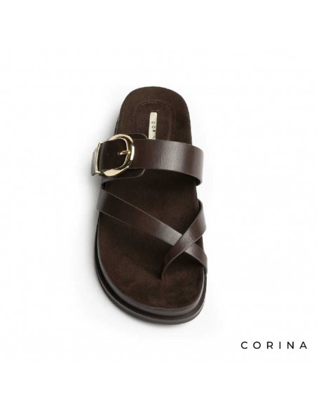 sandalias marrón tiras anchas mujer