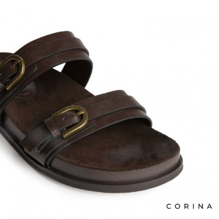 sandalias café tiras anchas