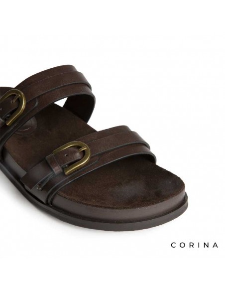 sandalias café tiras anchas
