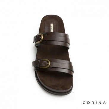 sandalias de tiras anchas marrón