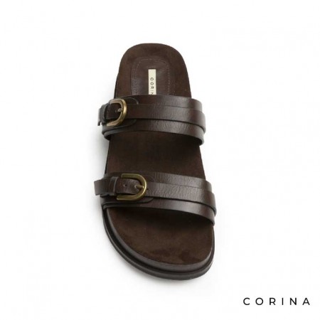 sandalias de tiras anchas marrón