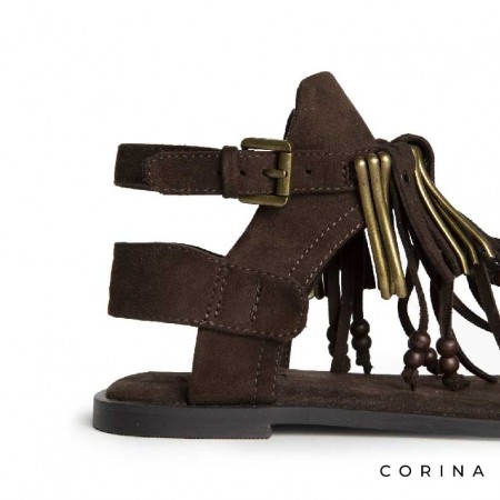 sandalias boho planas marrón