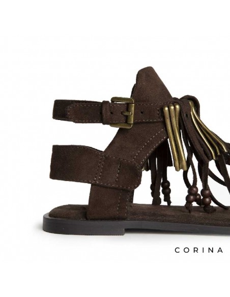 sandalias boho planas marrón