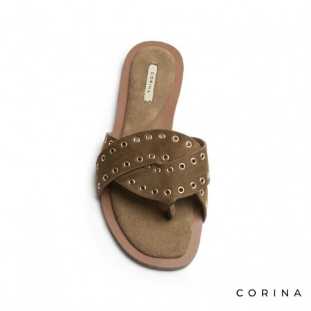 Sandalia camel destalonada con pala cruzada