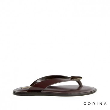 sandalia de dedo burdeos con detalle joya