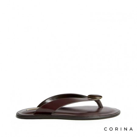 Sandalia dedo burdeos con joya